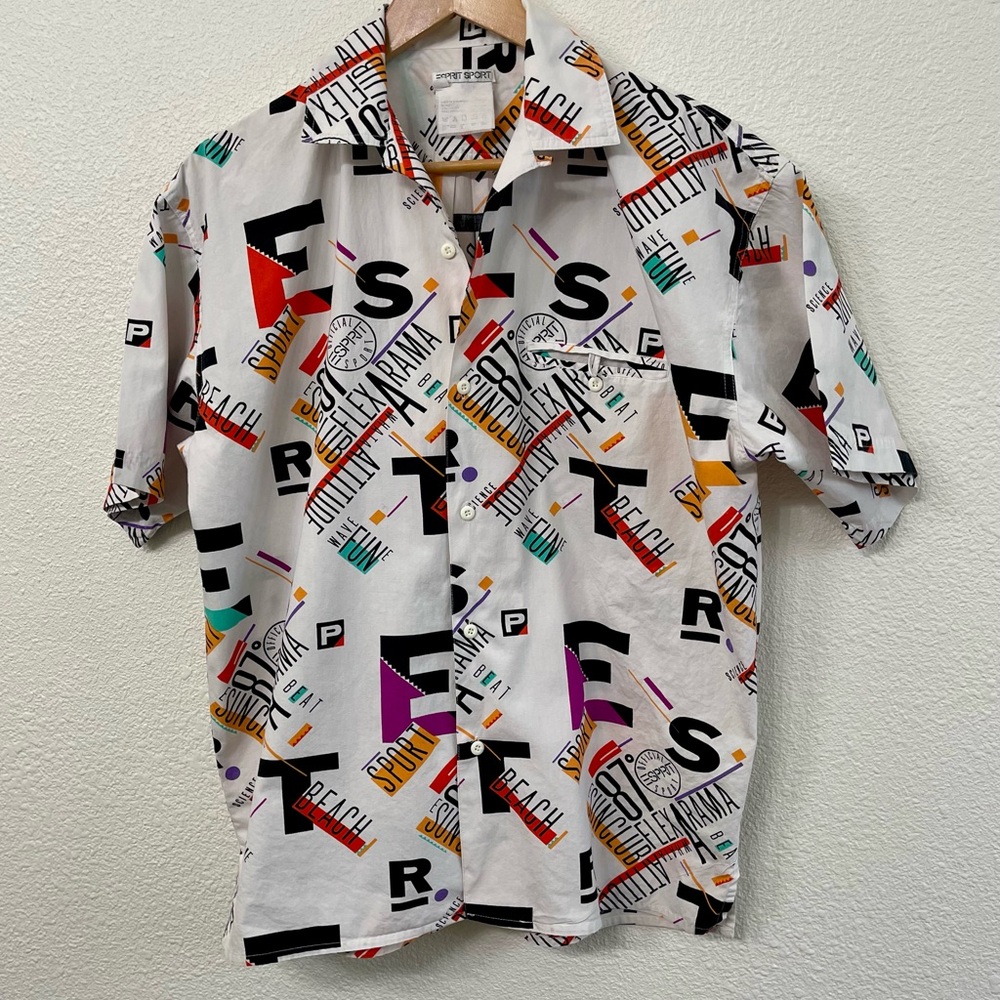 Vintage Esprit Sport Graphic Print Men’s Shirt Size Small
